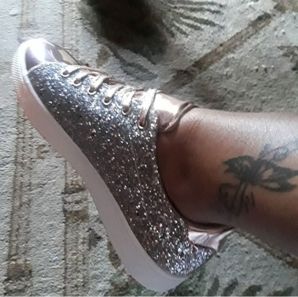 Rose gold glitter sneakers